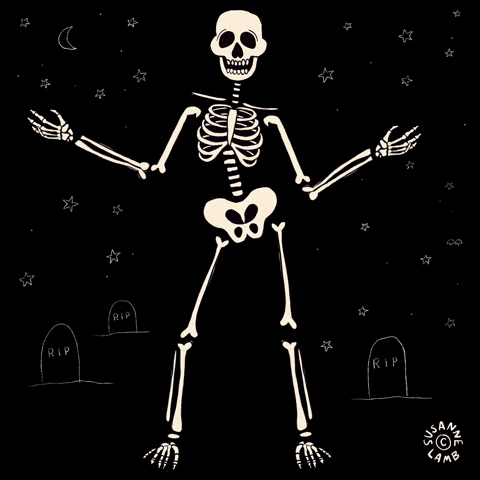 Gif Animado de Esqueleto bailando su baile de Halloween